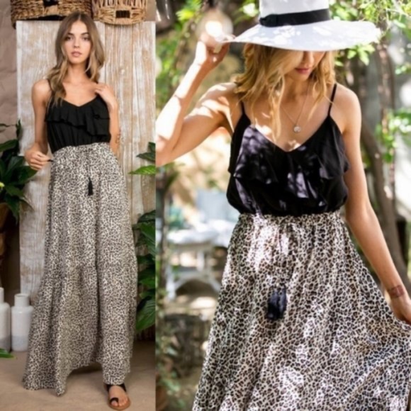 Bellanblue Pants - Boho Plus leopard Print Cami maxi Dress